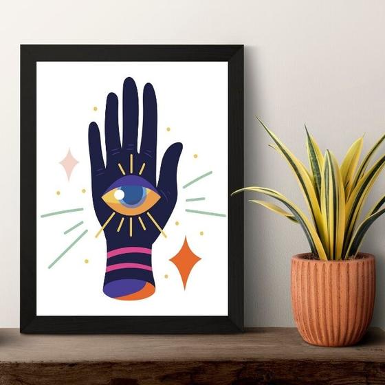 Imagem de Quadro Esotérico Olho Grego Com Mão 24x18cm - com vidro