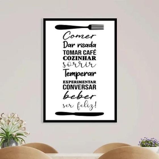 Imagem de Quadro Espaço Gourmet Comer Beber Sorrir 45X34 C/Vidro Preta