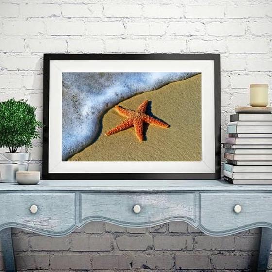 Imagem de Quadro Estrela Do Mar Na Praia - 60X48Cm