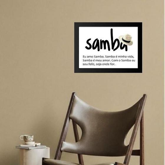 Imagem de Quadro Eu Amo Samba 33X24Cm - Com Vidro