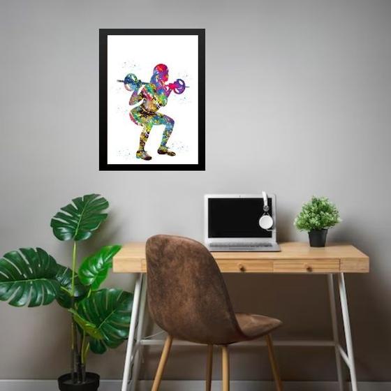 Imagem de Quadro Exercício Funcional Mulher - Aquarela 45x34cm - com vidro