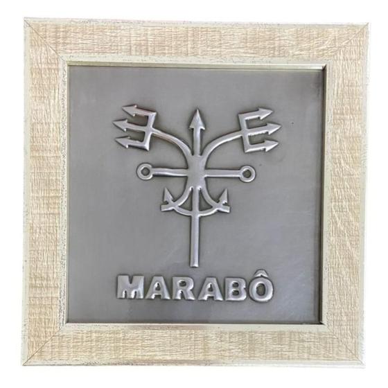 Imagem de Quadro Exu Marabô Madeira Carvalho E Metal 18 X18 Cm