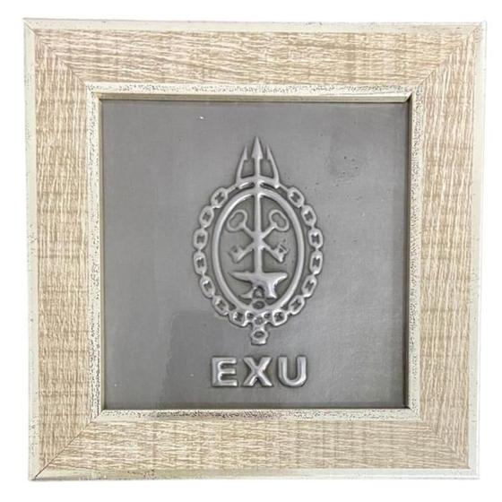 Imagem de Quadro Exú Orixá Madeira Carvalho E Metal 13 X13 Cm