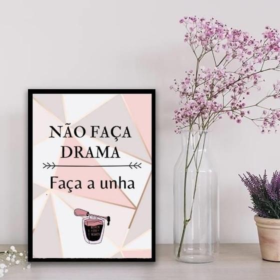 Imagem de Quadro Faça A Unha Não Drama 24X18Cm - Vidro Preta