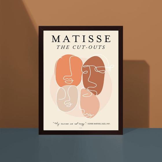 Imagem de Quadro Faces Matisse Minimalista TonsTerrosos 24x18cm - com vidro