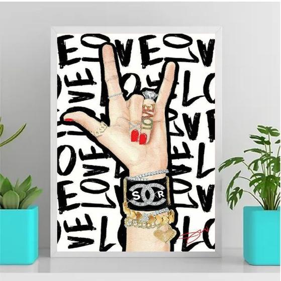 Imagem de Quadro Feminino Rock Love Fashion 33x24cm