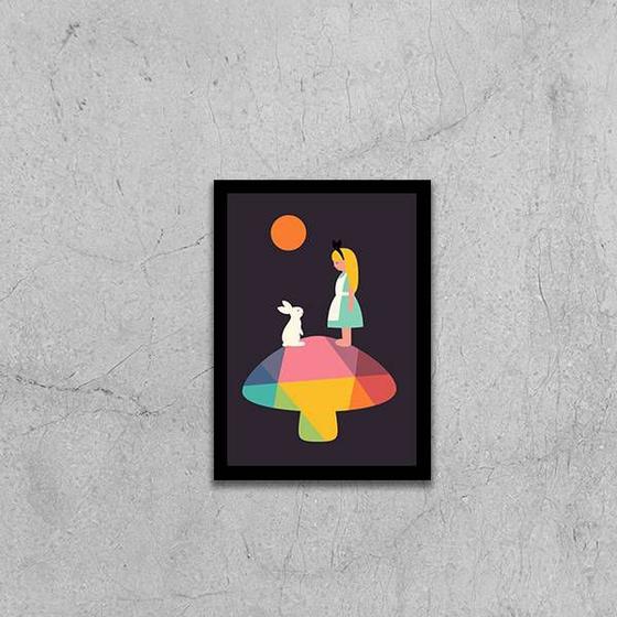 Imagem de Quadro Figurativo Alice com Coelho 45x34cm - com vidro