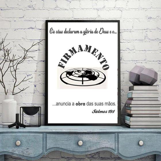 Imagem de Quadro Firmamento Versículo com Moldura Tamanho A3 A Terra é Plana