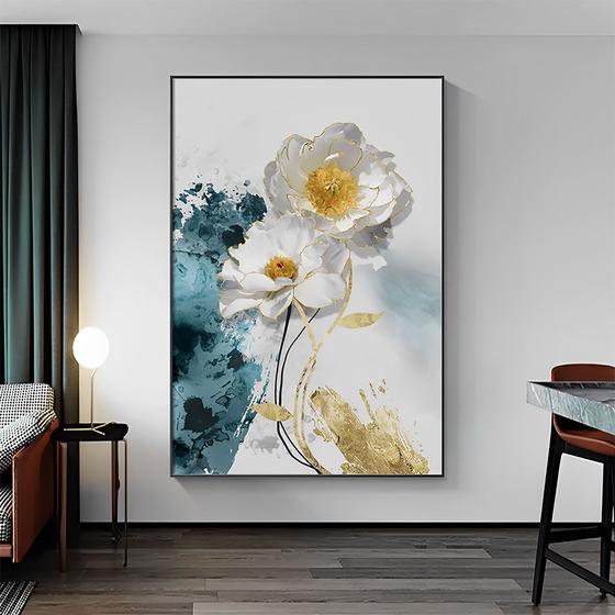 Imagem de Quadro Flor Branca - Tela Canvas com Moldura Flutuante em Vários Tamanhos - Artfine