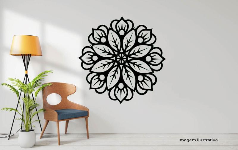 Imagem de Quadro Flor Estilo Mandala 19x19 Decorativo Vazado MDF 3mm