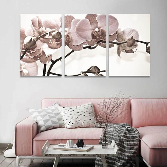 Imagem de Quadro Flor Orquídea Rose 120x60 Kit Decorativo Sala