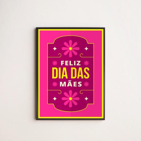 Imagem de Quadro Floral Feliz Dia Das Mães 33x24cm - com vidro