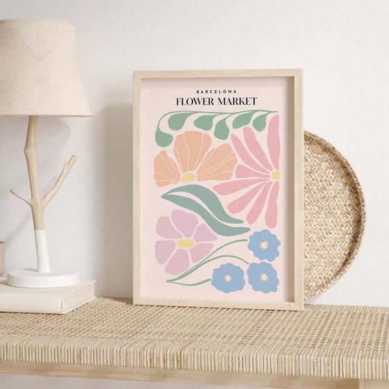 Imagem de Quadro Flores e Folhas Coloridas - Natureza - Tela Canvas com Moldura Flutuante em Vários Tamanhos - Artfine