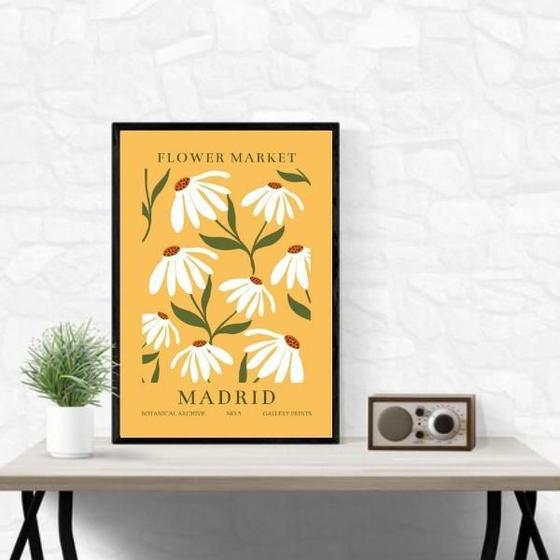 Imagem de Quadro Flower Market Madrid Amarelo 33X24Cm - Com Vidro