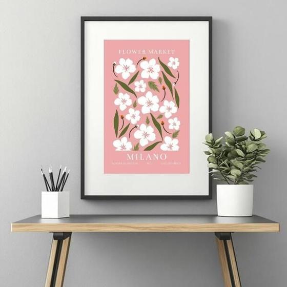 Imagem de Quadro Flower Market Milão Rosa - 60X48Cm