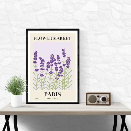 Imagem de Quadro Flower Market Paris - Lavanda 24x18cm