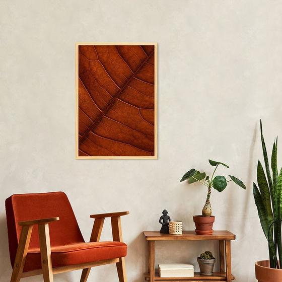 Imagem de Quadro Folha Marrom Estrutura 60x43 Caixa Marfim Moldura Caixa, Marfim