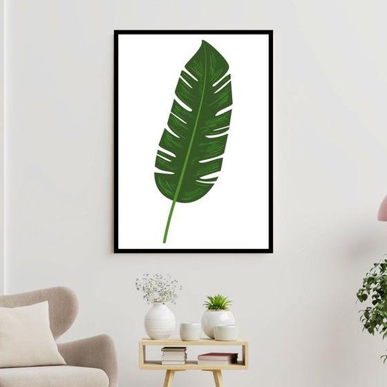 Imagem de Quadro Folha Verde - Fundo Branco 33x24cm - com vidro