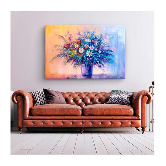 Imagem de Quadro Folhas e Flores Color Flowers c/ Moldura Dourada e Vidro