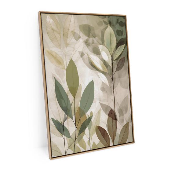 Imagem de Quadro Folhas Soft Green Com Moldura Para Sala 60x40 Pequeno - Bimper Quadros