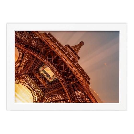 Imagem de Quadro Foto Paris Torre Eiffel Sol Moldura Branca 33x43cm