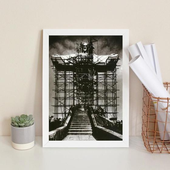 Imagem de Quadro Fotografia Antiga Construção Cristo Redentor 33X24Cm