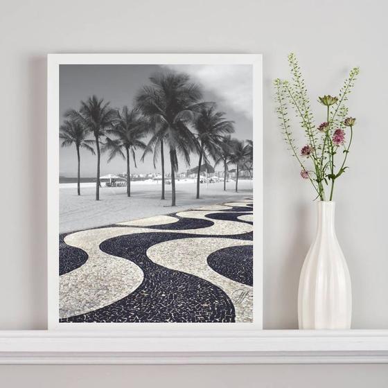 Imagem de Quadro Fotografia Copacabana Preto E Branco 45x34cm - com vidro