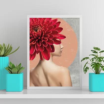 Imagem de Quadro Fotografia Mulher Com Flor 45x34cm - com vidro