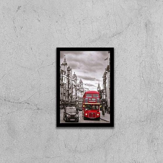Imagem de Quadro Fotografia Ônibus Londres Vermelho 33x24cm - com vidro