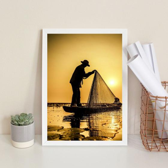 Imagem de Quadro Fotografia Pescador- Por Do Sol 24x18cm