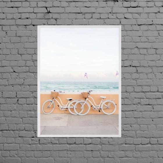 Imagem de Quadro Fotografia Praia Bicicletas 45x34cm - com vidro