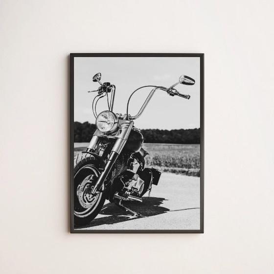 Imagem de Quadro Fotografia Preto e Branca Moto 24x18cm - com vidro