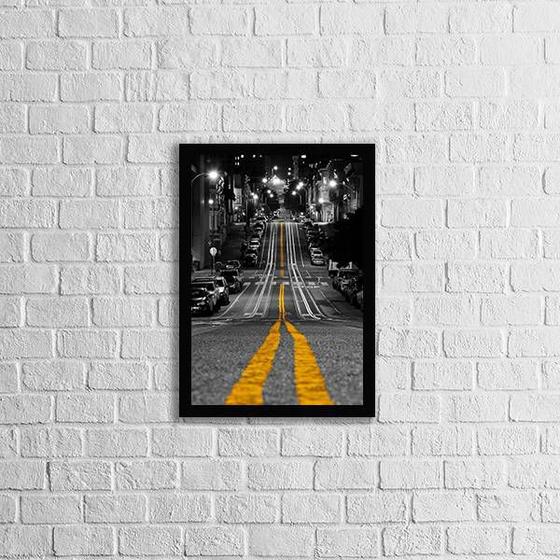 Imagem de Quadro Fotografia Rua Pista Amarela 24x18cm - com vidro