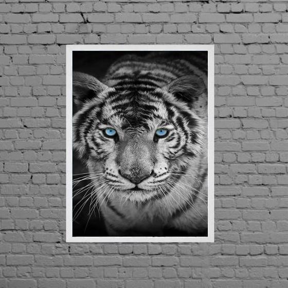 Imagem de Quadro Fotografia Tigre Olho Azul 33x24cm