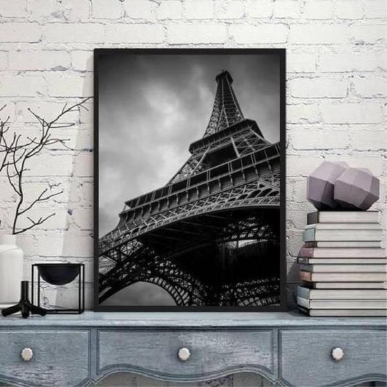 Imagem de Quadro Fotografia Torre Eiffel 33X24 C/Vidro - Madeira Preta