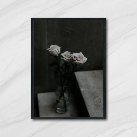 Imagem de Quadro Fotografia Vaso Com Rosas 33X24Cm - Moldura Preta