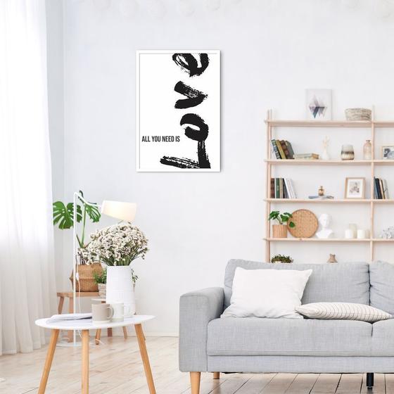 Imagem de Quadro Frase All You Need is Love 43x30 Caixa Branco Moldura Caixa, Branca