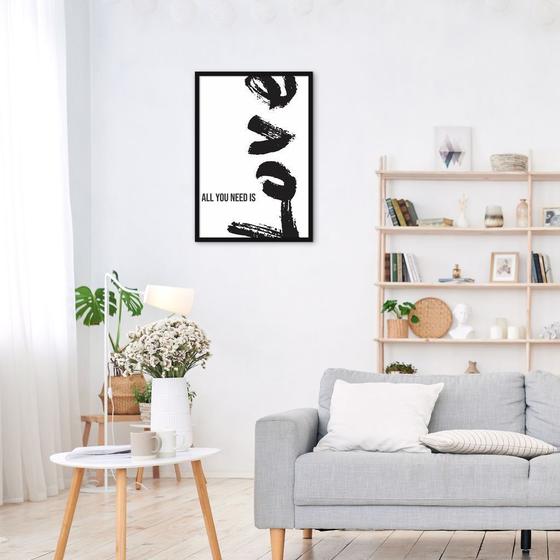 Imagem de Quadro Frase All You Need is Love 43x30 Caixa Preto Moldura Caixa, Preta