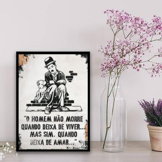 Imagem de Quadro Frase De Amor Charlie Chaplin 33x24cm