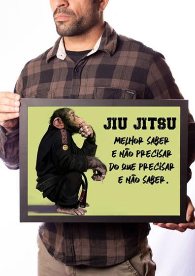 Imagem de Quadro Frase Jiu Jitsu Arte Macaco Sábio Marcial Dojo