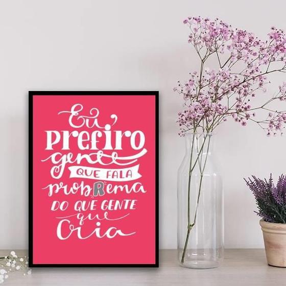 Imagem de Quadro Frase Não Crie Problema 24X18Cm - Com Vidro Preta