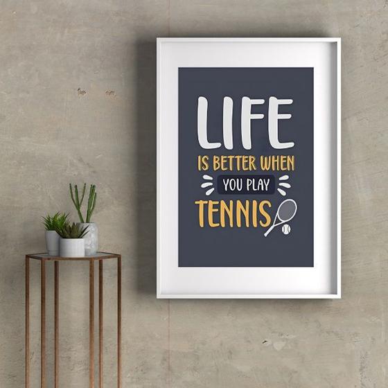 Imagem de Quadro Frase Play Tennis - 60x48cm