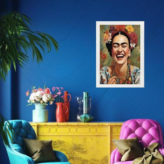 Imagem de Quadro Frida Gargalhando 33x24cm - com vidro