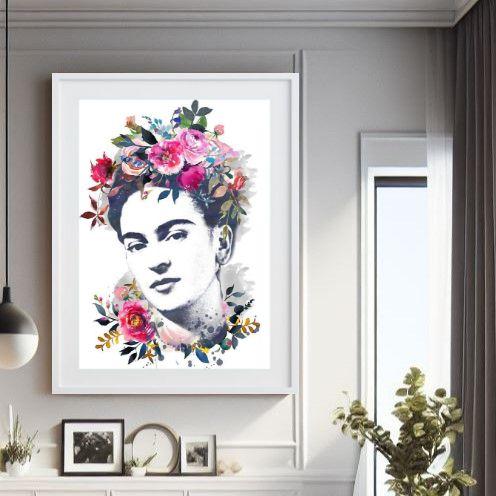 Imagem de Quadro Frida Kahlo Floral 60x48cm