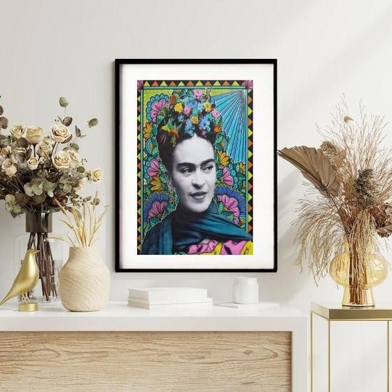 Imagem de Quadro Frida Kahlo Old Floral 60X48Cm