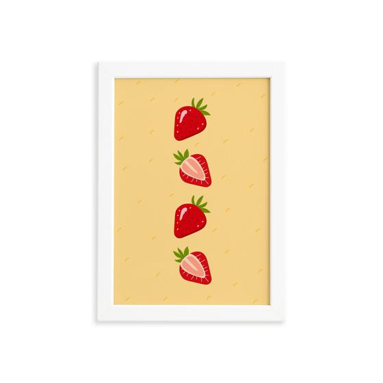 Imagem de Quadro Frutas Coloridas Morangos Moldura Branca 22x32cm