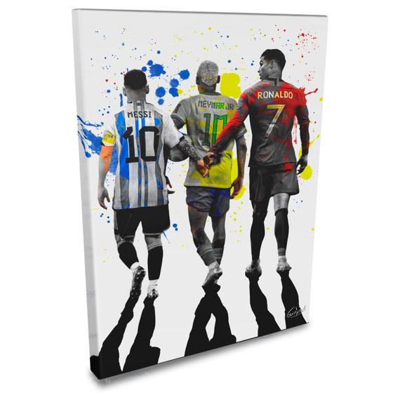Imagem de Quadro Futebol  Neymar Messi e Cristiano Ronaldo 40x60 cm