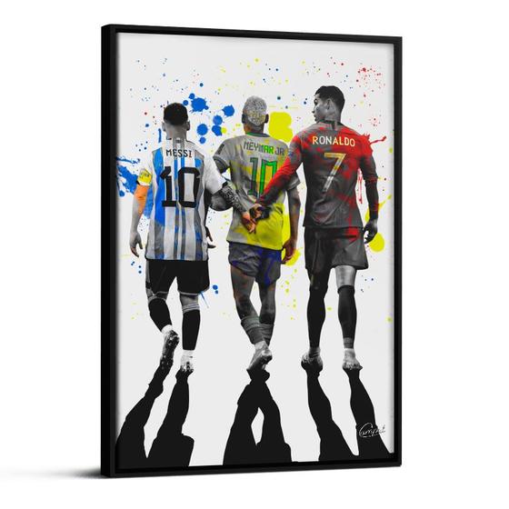Imagem de Quadro Futebol  Neymar Messi e Cristiano Ronaldo 50x70 cm