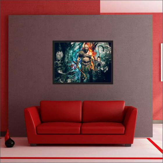 Imagem de Quadro Game Jogos God Of War Salas Quartos Com Moldura T01