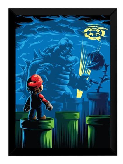 Imagem de Quadro Game Super Mario Bros Arte Bowser Poster Moldurado